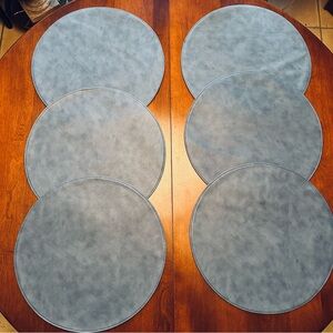 Crate & Barrel Maxwell Placemats Blue 15" Vinyl Set of 6